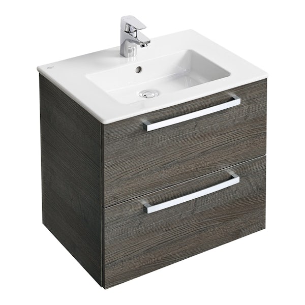 Ideal Standard Tempo sandy grey wall hung vanity and basin 600mm