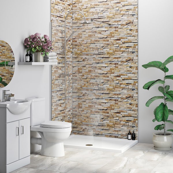 Multipanel Economy Rustic Brick shower wall panel installation set for enclosures up to 1000 x 1000