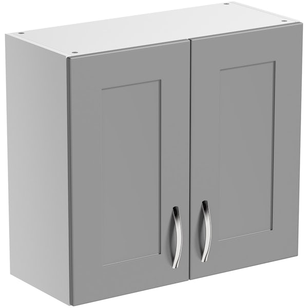 Schön New England light grey double door shaker wall unit