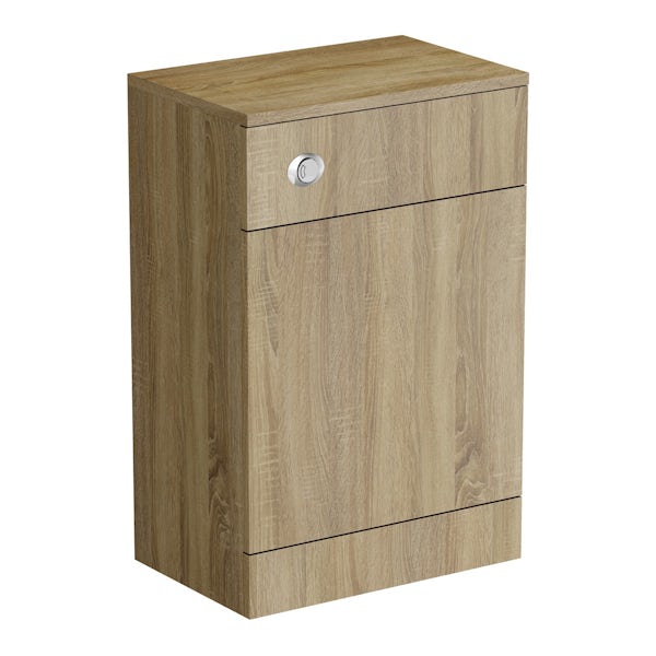 Sienna oak back to wall toilet unit with Energy back to wall toilet