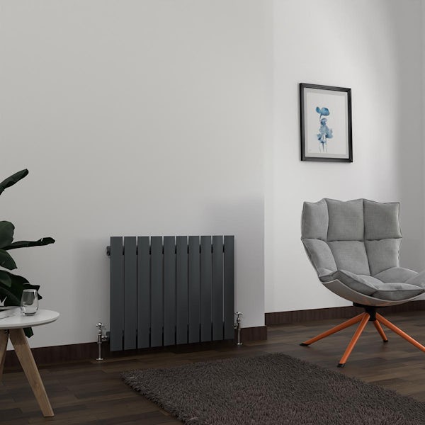 The Heating Co. Bonaire anthracite single horizontal flat panel radiator