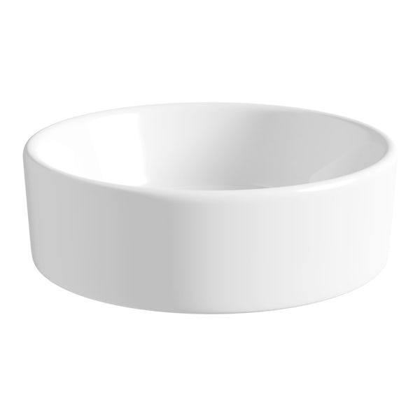 Wowee White countertop round basin 385mm with waste