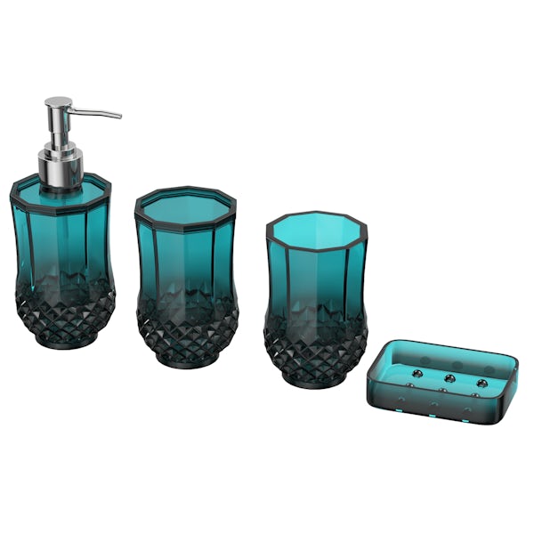 Cristallo blue 4pc bathroom accessory set