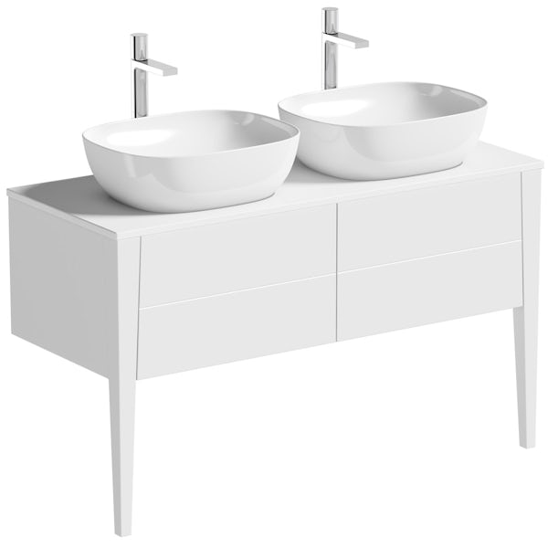 Mode Hale White Gloss Wall Hung Double, Wall Hung Double Countertop Vanity Unit