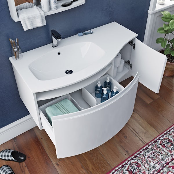 Mode Harrison snow left handed wall hung vanity unit 1000mm