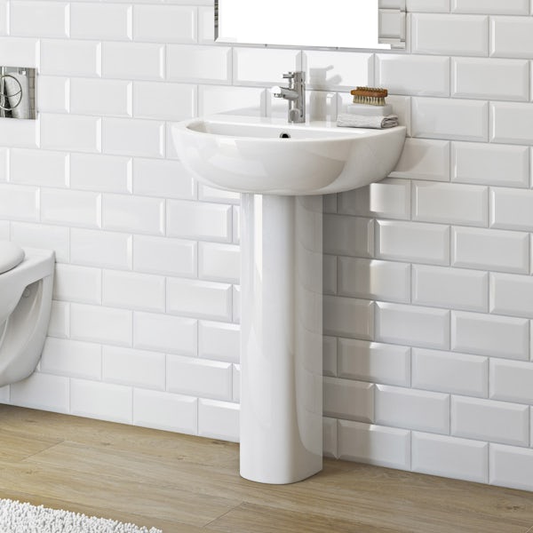 Orchard Elena cloakroom suite with full pedestal basin 450mm