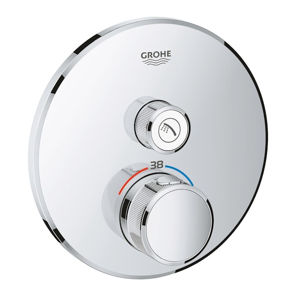 Grohe Grohtherm SmartControl round thermostatic concealed 1 way shower valve trimset