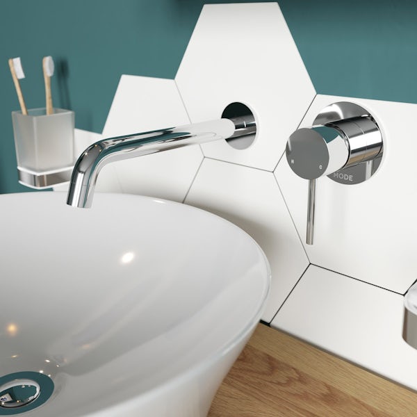 Mode Spencer round wall mounted basin mixer tap offer pack