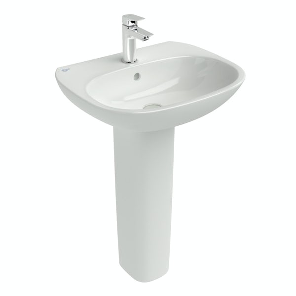 Ideal Standard Tesi 1 tap hole full pedestal bathroom basin 600mm
