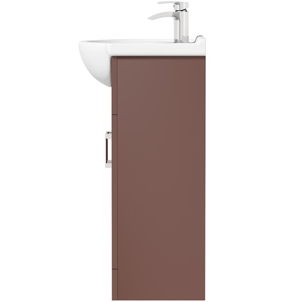Orchard Lea tuscan red floorstanding vanity unit and ceramic basin 550mm