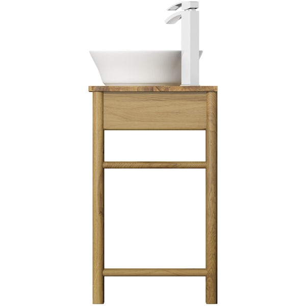Mode South Bank natural wood washstand with Bowery basin, tap and waste