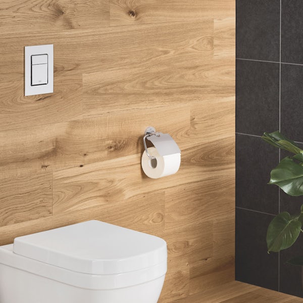 Grohe Essentials toilet roll holder with cover