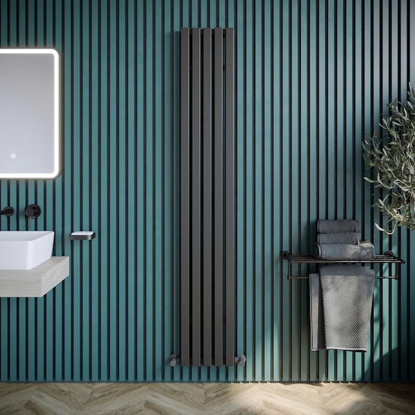 The Heating Co. Hamilton vertical textured black aluminium radiator