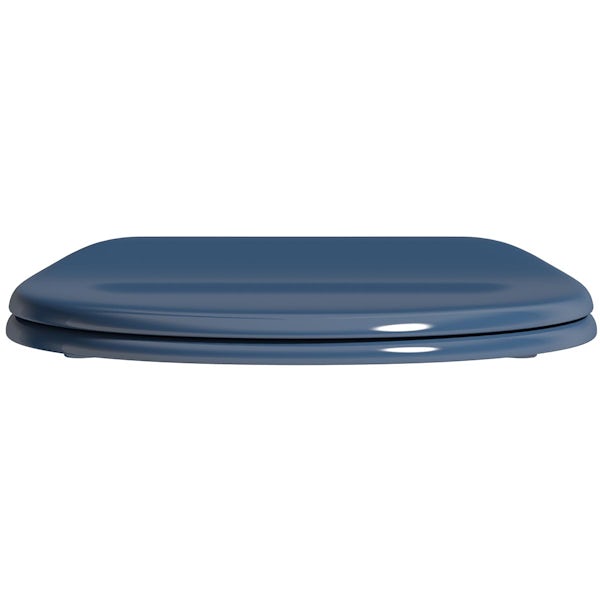 Accents universal navy blue toilet seat with soft close and quick release