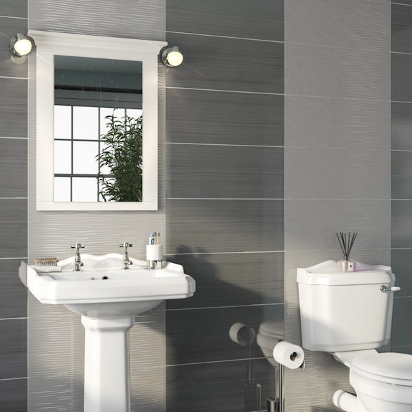 Birch light grey linear wood effect structured gloss wall tile 250mm x 600mm