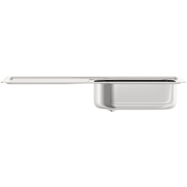 Basix stainless steel 1.0 bowl kitchen sink with polished satin inset kitchen tap