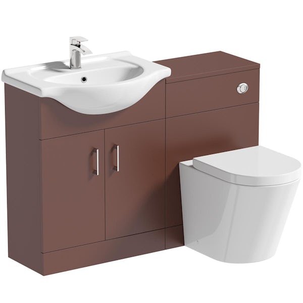Orchard Lea tuscan red 1155mm combination and Contemporary back to wall toilet with seat