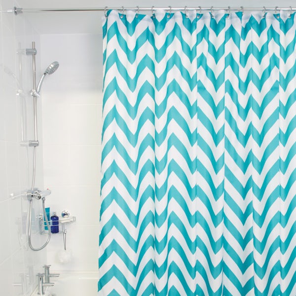 Croydex aqua chevron textile shower curtain