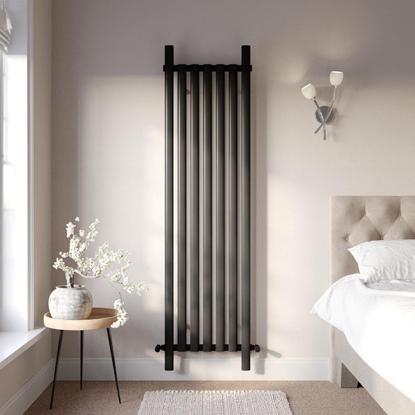 The Heating Co. Brunswick vertical textured black 1775 x 470 aluminium radiator