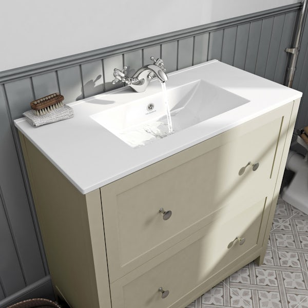 The Bath Co. Camberley satin ivory floor drawer unit with basin 800mm