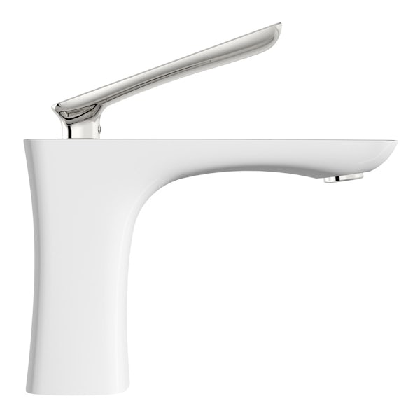 Mode Aalto white basin mixer tap with slotted waste