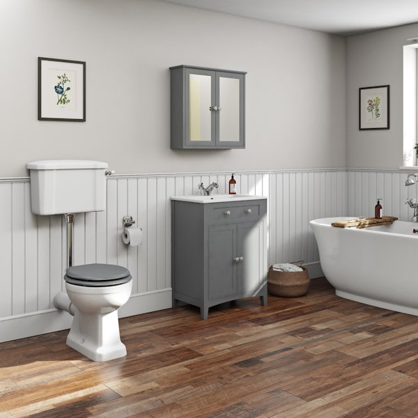 The Bath Co. Camberley satin grey vanity unit 600mm with traditional basin mixer