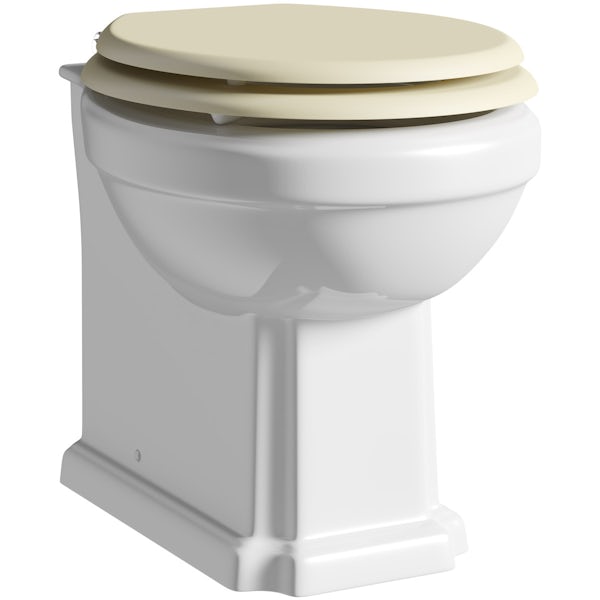 The Bath Co. Camberley back to wall toilet with ivory soft close seat, concealed cistern and