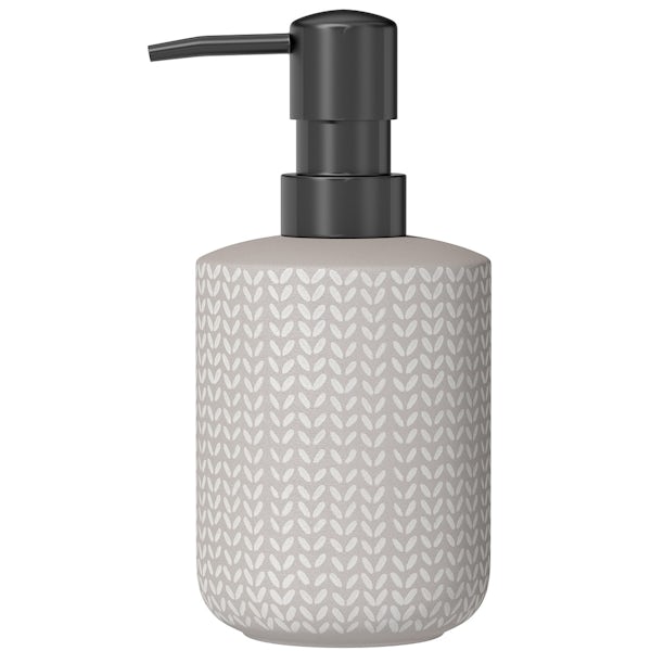Accents ceramic grey patterned soap dispenser