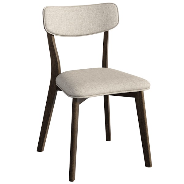 Harrison Walnut and Beige Pair of Dining Chairs