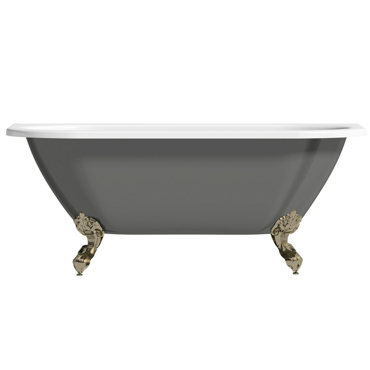 The Bath Co. Dalston grey back to wall freestanding bath with antique bronze ball and claw feet