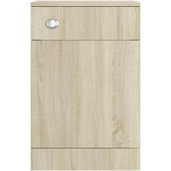 Eden oak back to wall unit with Energy toilet