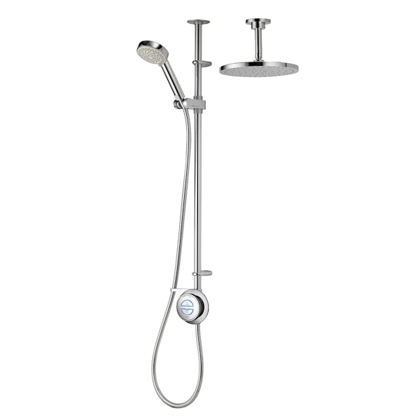 Aqualisa Quartz Smart exposed digital shower pumped with ceiling fixed shower head