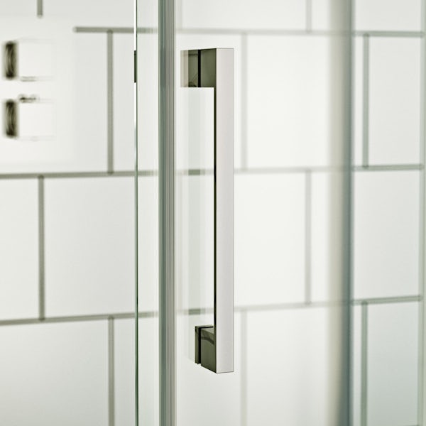 Mode Harrison 8mm easy clean quadrant shower enclosure with black slate effect tray 900 x 900