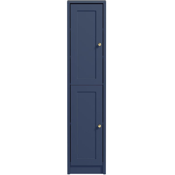 Orchard Dulwich navy tall storage unit 1603 x 350mm - brushed brass