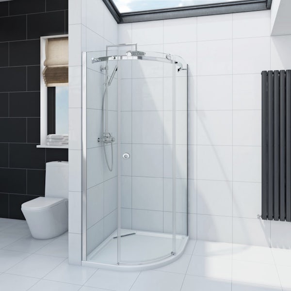 Tate Bathroom Suite with 8mm Frameless 800 Quad and Tray