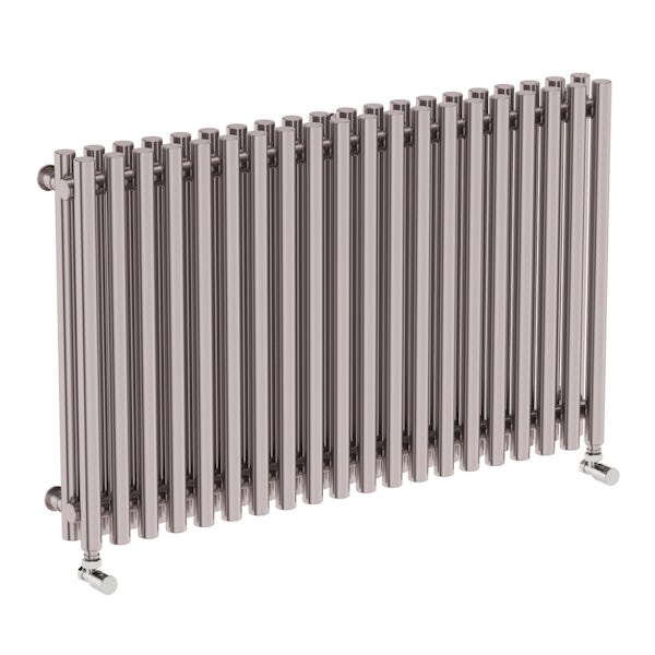 Tune matt nickel double horizontal radiator 600 x 990