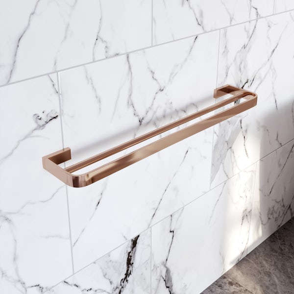 Mode Spencer rose gold double towel rail 600mm