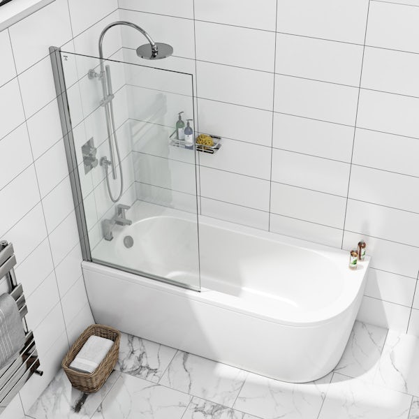 8mm square top left handed hinged bath screen
