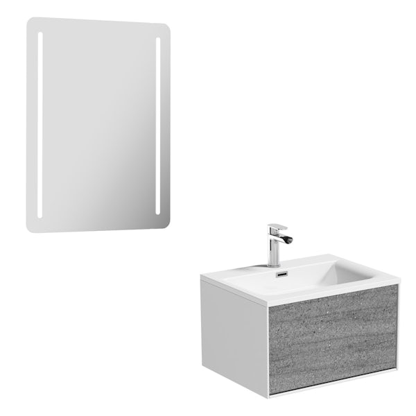 Mode Burton ice stone wall hung vanity unit 600mm & LED mirror offer