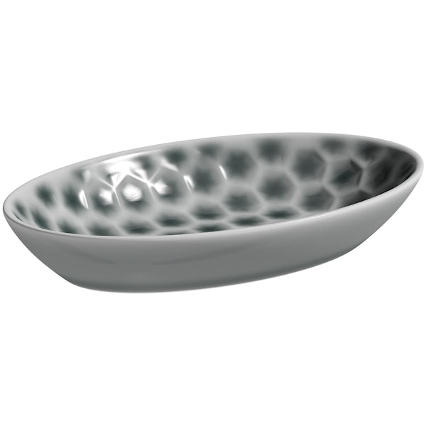 Accents grey polka dot soap dish