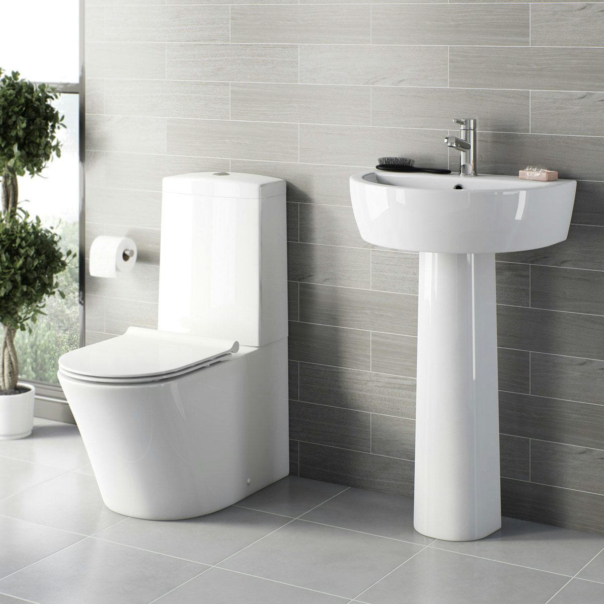 Mode Tate cloakroom suite with pedestal basin 550mm