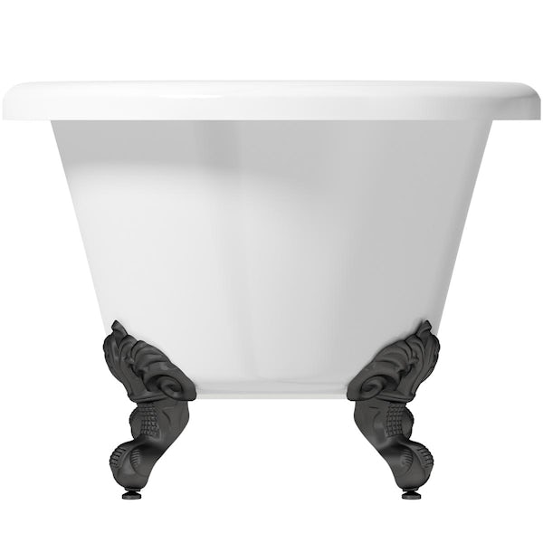 Orchard Traditional double ended roll top bath with matt black ball and claw feet