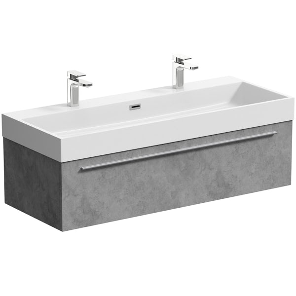 Mode Morris dark concrete grey furniture package with wall hung vanity unit 1200mm