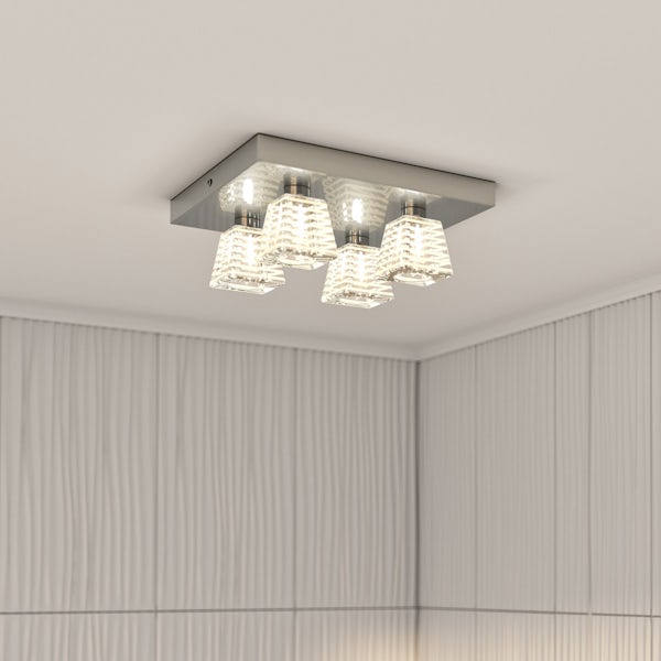 Inti striped 4 light bathroom ceiling light