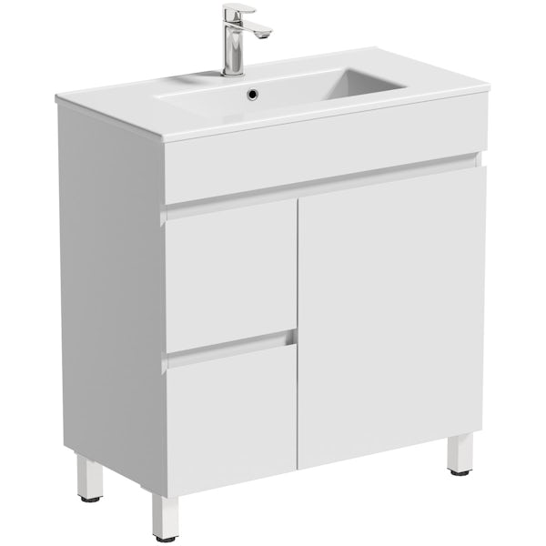Orchard Thames white floorstanding vanity unit and ceramic basin 760mm with tap