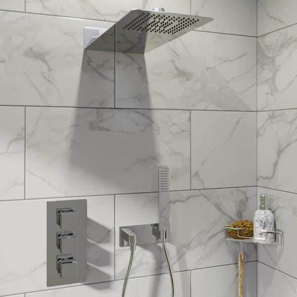 Mode Ando thermostatic mixer shower with handset and wall shower head