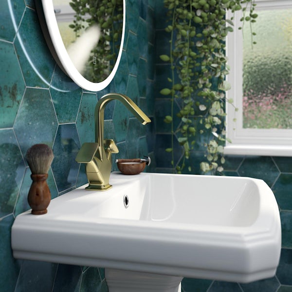 The Bath Co. Lotherton brushed brass tall basin mixer tap