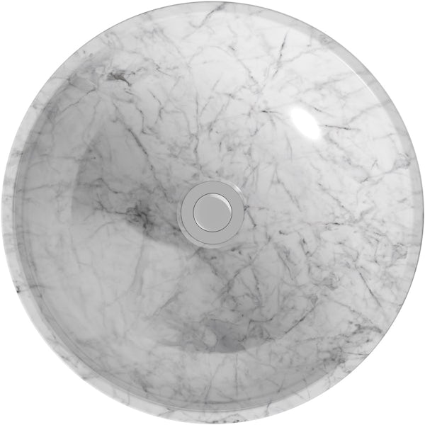 Mode Hale white and grey marble countertop basin 430mm