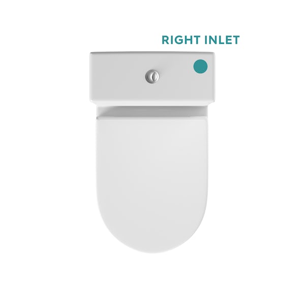 Oakley comfort height close coupled toilet with soft close toilet seat