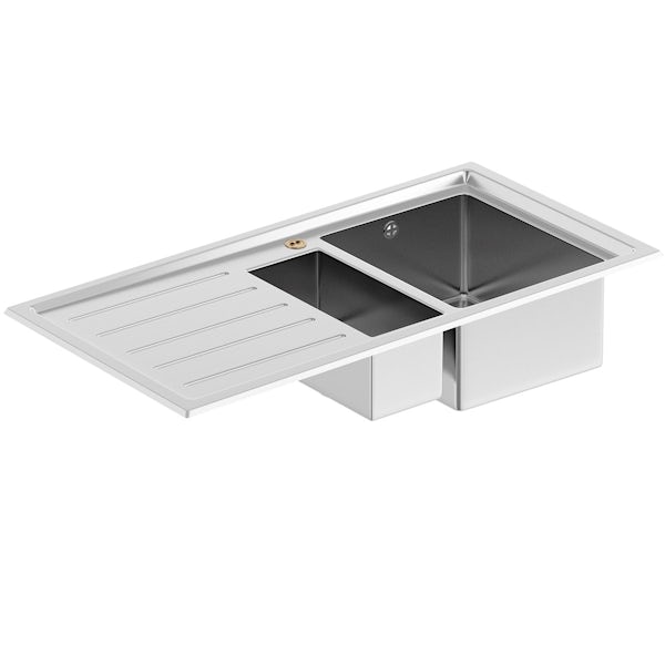 Tuscan Arezzo brushed steel 1.5 bowl left handed kitchen sink
